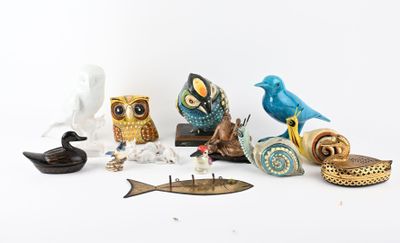 Lot de bibelots divers dont animaux en composition signés Se… - Photo 1