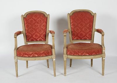 pair of louis xvi style armchairs with red upholstered upholstered upholstered upholstered upholstered upholstered upholstered uphol