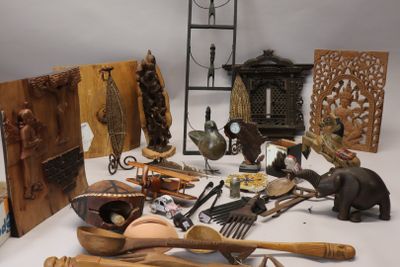 a lot of wooden items that are on a table