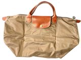 longchamp bag in khaki with tan leather handles