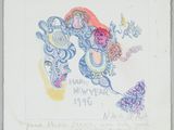 drawing of an elephant with a happy new year message on it ' s back