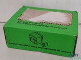 a green box that has a picture of a printer in it