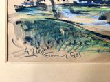 painting of a landscape with a tree and a river in the distance
