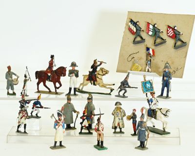 many figurines of different types of soldiers on display