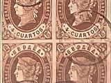 les quatre timbres sont bruns et blancs et représentent un visage de femme