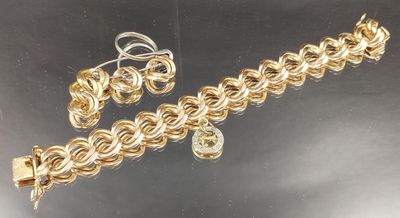 Ensemble bracelet et boucles d'oreilles plaqués or