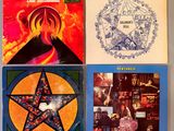 trois albums parmi divers albums, dont une étoile, un pentagramme et un pentagramme