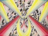 an abstract painting of a multicolored pattern with a star in the middle