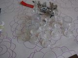 a table with a bunch of glass objects on it
