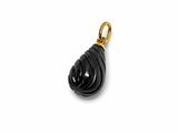 black onyx tear charm with gold plated bail
