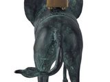 a statue of a horse with a cone on it ' s head