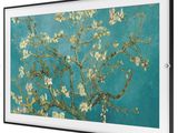 une photo encadrée représentant un amandier en fleurs sur fond bleu