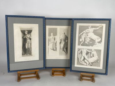 Réunion de trois gravures encadrées.