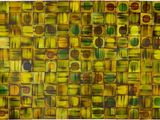peinture abstraite représentant des cercles jaunes et verts sur fond blanc