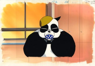 dessin humoristique représentant un chat avec une tasse de café dans la gueule