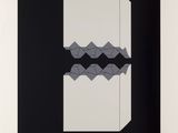 an image of a black and white print with geometric shapes