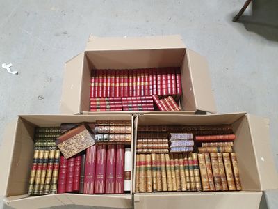 deux cartons remplis de livres posés côte à côte sur le sol