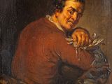 une image représentant un tableau d'un homme tenant un couteau à la main