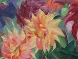 a painting of a bunch of flowers in a vase