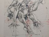 drawing of a man riding a horse on top of a sheet of paper