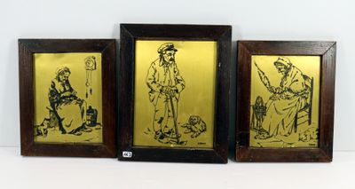 Albert THIAM (1921-1998), Silhouettes lorraines sur plaques … - Photo 1