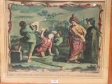 a picture of a painting of a group of people in a field