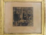 framed picture of a painting of a group of people in a room