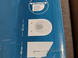 a picture of a blue box with a white object in it