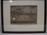 framed picture of a picture of a train on a track with smoke coming out of it