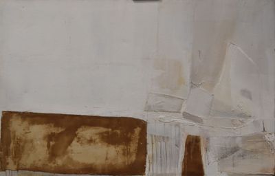 a painting on the wall of a room with a couch