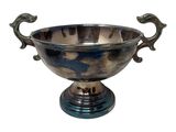 an image of a silver bowl with handles on a white background