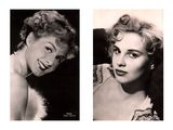 two black and white photos of a woman in a dress