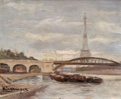 a painting of a bridge over a body of water