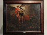 un tableau posé sur un chevalet, représentant un homme