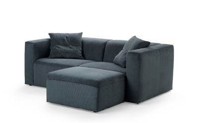 Canapé Square 3 places fixe avec pouf, 206 x 104 x 70 cm, re…