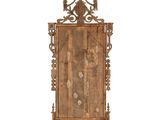 an image of a wooden cabinet with a mirror on top of it