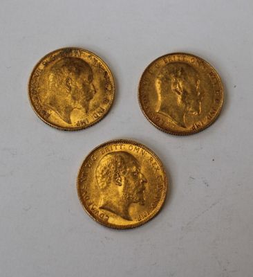 Lot de trois SOUVERAIN en or datées 1910 - Photo 1