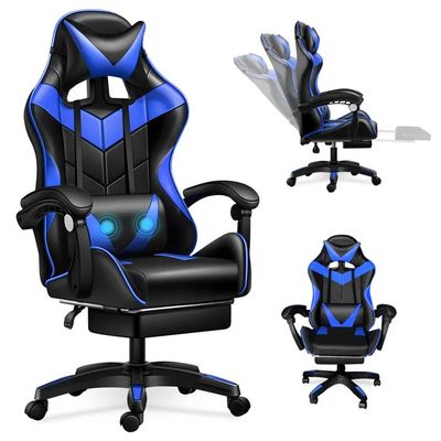 un ensemble de quatre modèles différents de fauteuils de gaming, rehaussés de touches de bleu et de noir