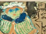 a painting of a man and a woman standing next to each other