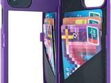 un gros plan sur un étui violet contenant des cartes de crédit