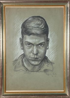 tableau représentant un homme à l'air grave