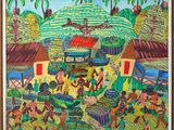an image of a painting of a village with people in it