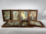 four framed pictures of a woman and a child in a room