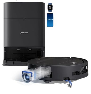 une image représentant un aspirateur robot et un projecteur