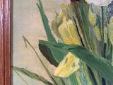 a picture of a painting of flowers in a wooden frame