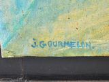 an image of a close up of a painting on a wooden surface