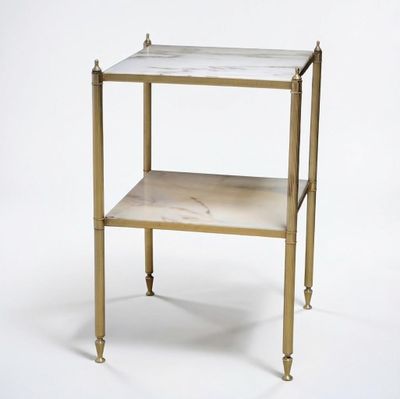 Dans le goût JANSEN Table-desserte à deux plateaux carrés, r…