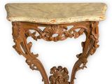 carved wood console table with marble top