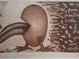 une image représentant un poulet et un oiseau sur une feuille de papier