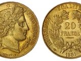une pièce d'or à l'effigie d'une femme coiffée d'une couronne